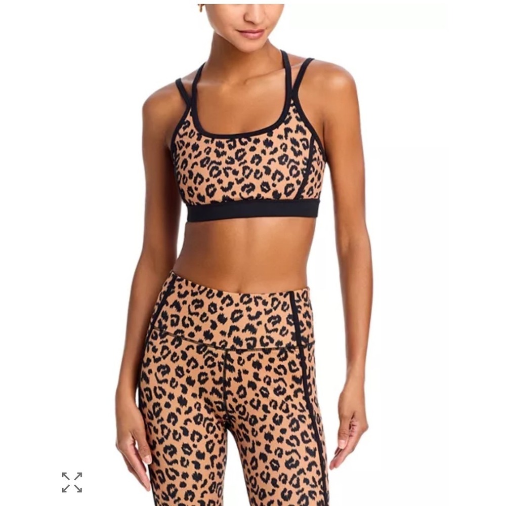 NWT Aqua‎ Athletic Printed Padded Double Strap Leopard Print Sports Bra XS
